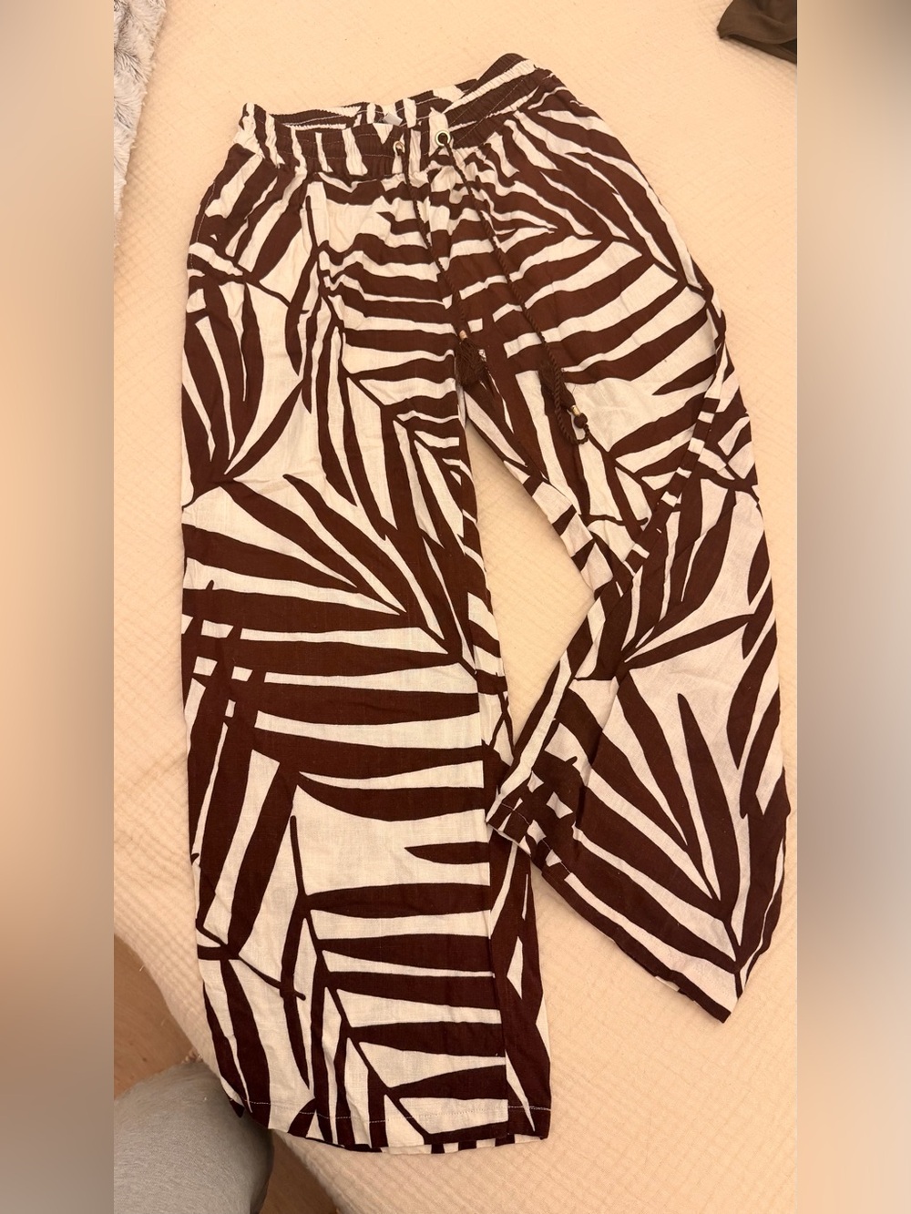 Tropical Palm Print Pull-On Pants